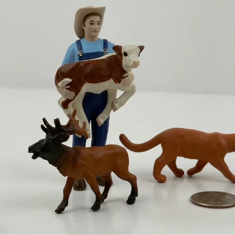 Safari Ltd Farmer Mike Animal Figures Lot Cows Chickens Elk Toys